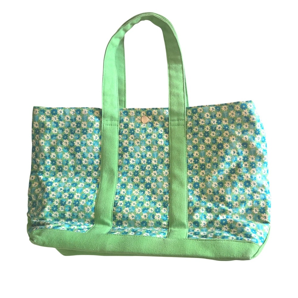 Pendleton Green Floral Canvas Tote Bag Daisy Print Cotton Shopper Colorful